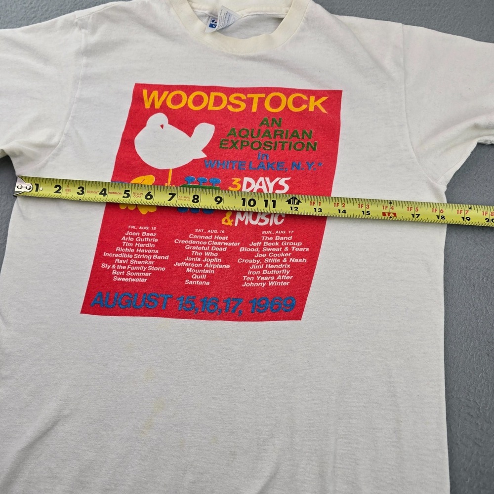 Vintage STAINS Woodstock 1969 Festival T-Shirt Hanes Single Stitch Medium USA - Picture 2 of 7